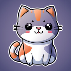 Cute cat cartoon illustration in sticker design baby pet animal