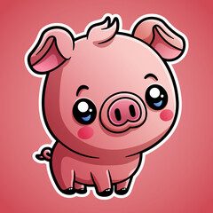 Obraz na płótnie Canvas Cute pig cartoon illustration in sticker design baby farm animal