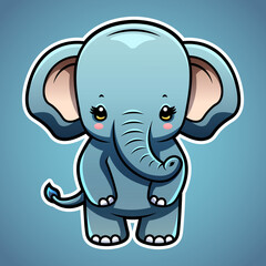 Cute elephant cartoon illustration in sticker design baby safari animal