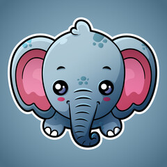 Cute elephant face logo design in cartoon style baby safari animal