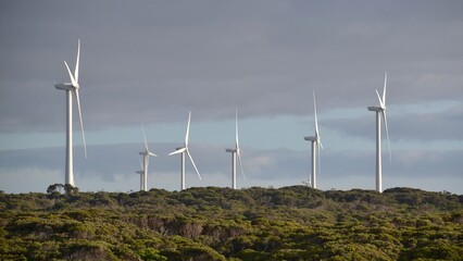 Wind turbine farm generating green power in Australia