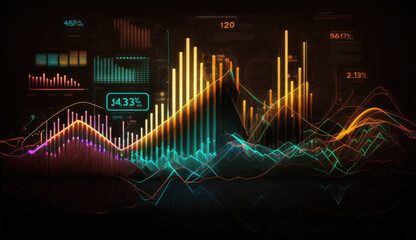 Naklejka premium Economic and financial charts. Generative AI