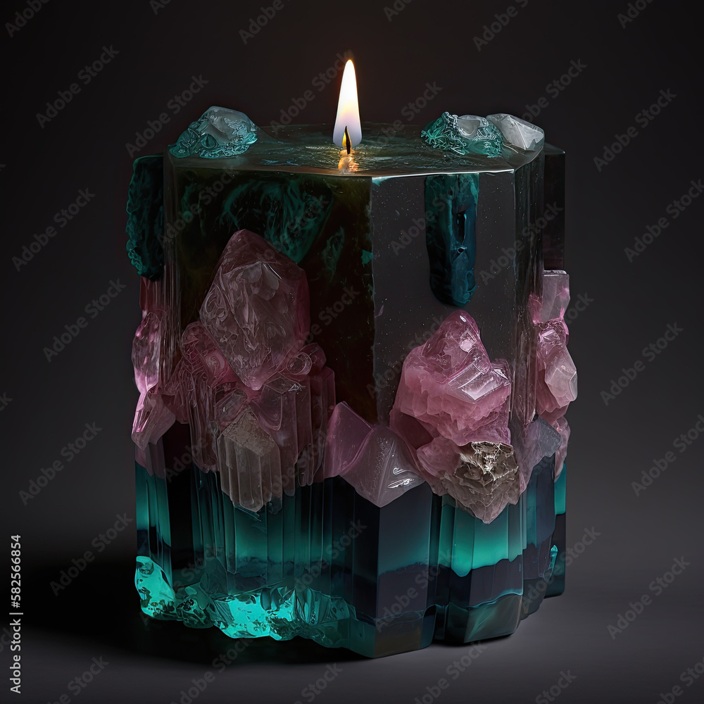 Canvas Prints tourmaline candle. Generative AI image.