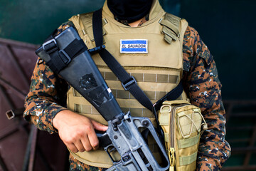 Armed guard in El Salvador.