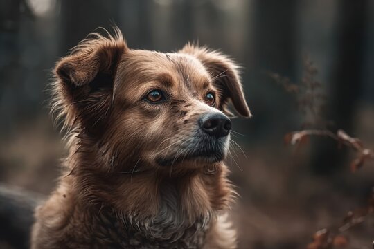 devoted dog portrait with a blurred background. Generative AI