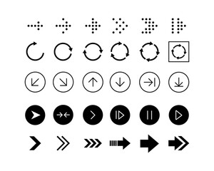 Set of circle arrows. Vector elements arrows . Black loading symbol.