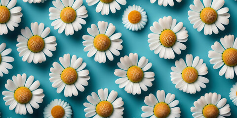 Daisy Dreams: Exploring the Art of Repetition in Top-View Chamomile Patterns Generative AI