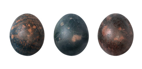 Different easter eggs isolated on white background, top view