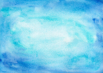 Blue watercolor background. Wallpaper with abstract illustration