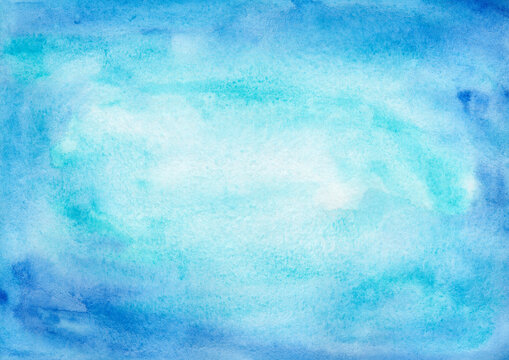 Blue watercolor background. Wallpaper with abstract illustration © Alfiya