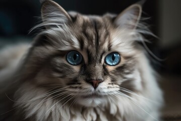 Fototapeta premium beautiful cat with large blue eyes. Generative AI