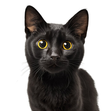 Black kitty portrait. Generative AI.