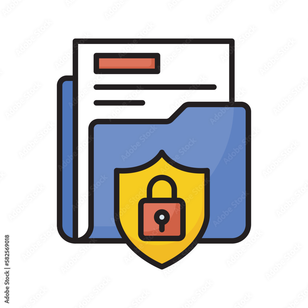 Poster document security vector filled outline icon design illustration. seo development and marketing symb