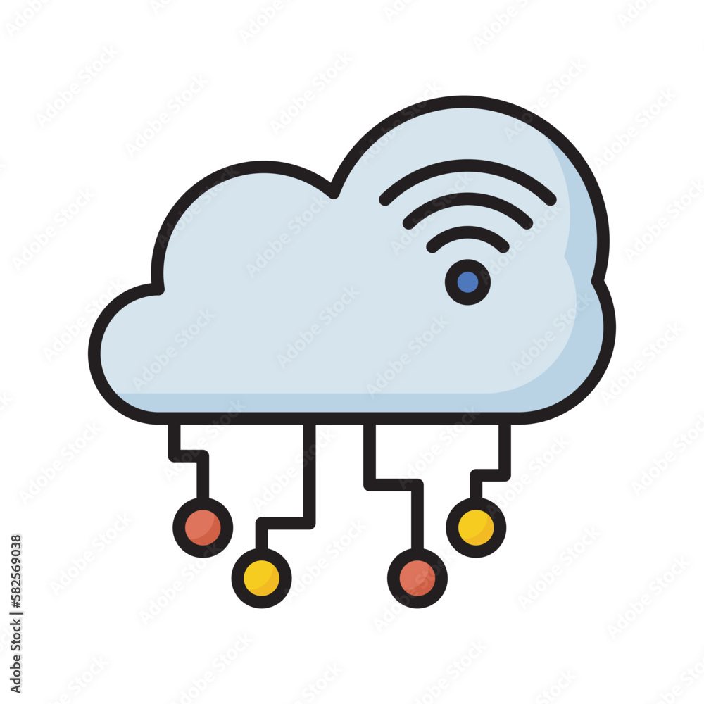 Poster cloud network connectivity vector filled outline icon design illustration. seo development and marke