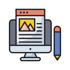 Article marketing vector filled outline Icon Design illustration. SEO Development And Marketing Symbol on White background EPS 10 File