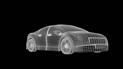 Naklejka premium car wireframe 3d