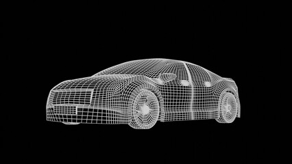 car wireframe 3d