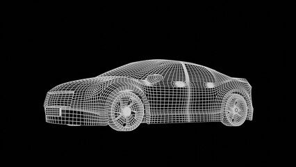 Naklejka premium car wireframe 3d