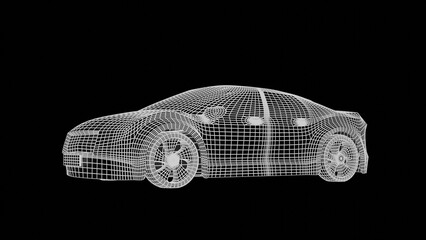 Naklejka premium car wireframe 3d