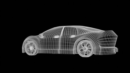 Naklejka premium car wireframe 3d