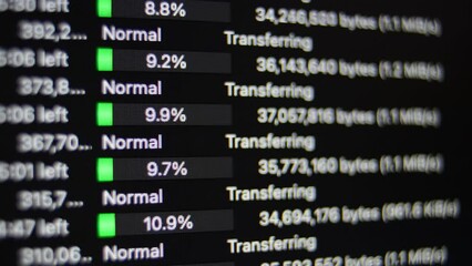 Internet data transfer speed, information download, download progress, FTP server and security