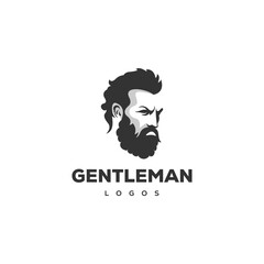 male head logo illustration design,gentleman logo design illustration
