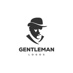 male head logo illustration design,gentleman logo design illustration