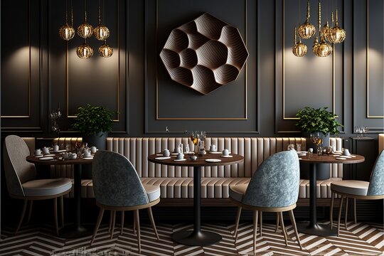 Sleek and modern restaurant interior with industrial design elements