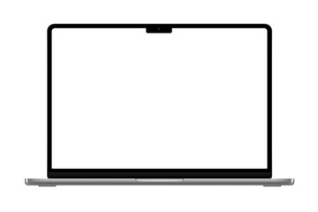 laptop with screen on transparent background.
