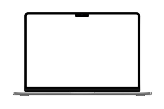 laptop with screen on transparent background.