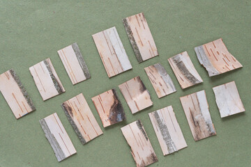birch bark tiles on paper