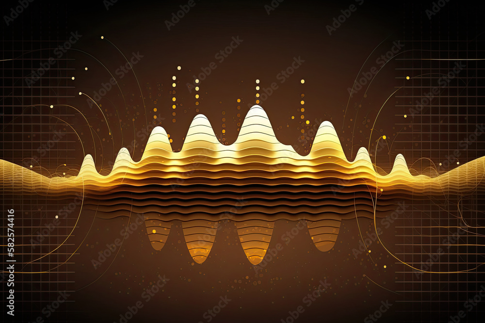 Poster abstract sound waves. music equalizer effect. colorful frequencies on dark background. created with 
