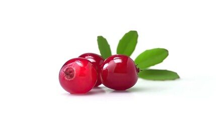 Obraz premium Lingonberry fruit isolated on white background created with generative AI technology