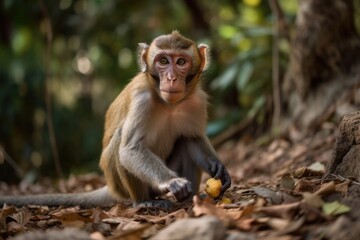 Naklejka premium Hill in Thailand with monkeys Phuket. Generative AI