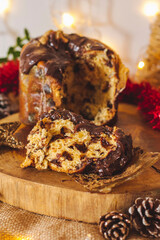 Christmas panettone with decoration clean