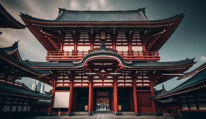 Zelfklevend Fotobehang Sensō-ji Temple in Tokyo, Japan, Imperial Chinese building © HyprVector