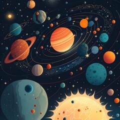 seamless pattern of planets