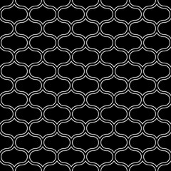 Fototapeta premium Seamless surface pattern design with circular figures. Oriental traditional ornament with repeated rounded shapes. Window tracery wallpaper. Mosaic motif. Digital paper, textile print. Vector art.