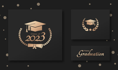 Class of 2023 Year Graduation of Decorate Congratulation with Laurel Wreath for School Graduates
