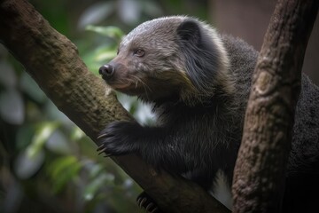 Enigmatic Binturong, the Elusive Arboreal Mammal, created with Generative AI technology
