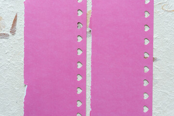 pink card with torn edge and heart border 
