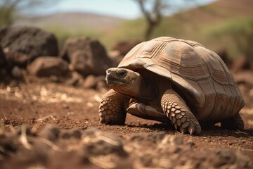 Ancient Galapagos Tortoise Roaming the Enchanted Islands, created with Generative AI technology