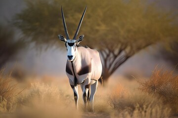 Regal Gemsbok Standing Tall in the Kalahari Desert, created with Generative AI technology