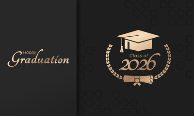 Class of 2026 Year Graduation of Decorate Congratulation with Laurel Wreath for School Graduates
