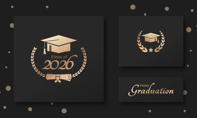Class of 2026 Year Graduation of Decorate Congratulation with Laurel Wreath for School Graduates