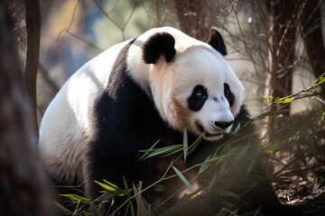 Obraz premium Beloved Giant Panda in the Chinese Forest, created with Generative AI technology