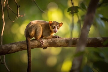 Adorable Kinkajou in the Tropical Rainforest, created with Generative AI technology