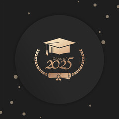 Class of 2025 Year Graduation of Decorate Congratulation with Laurel Wreath for School Graduates