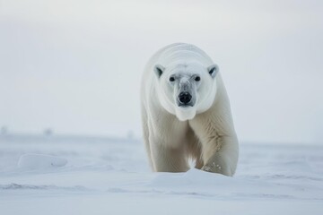 Obraz na płótnie Canvas Majestic Polar Bear Roaming the Arctic Ice, created with Generative AI technology