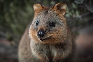 Fototapeta premium Irresistible Quokka on Rottnest Island, created with Generative AI technology